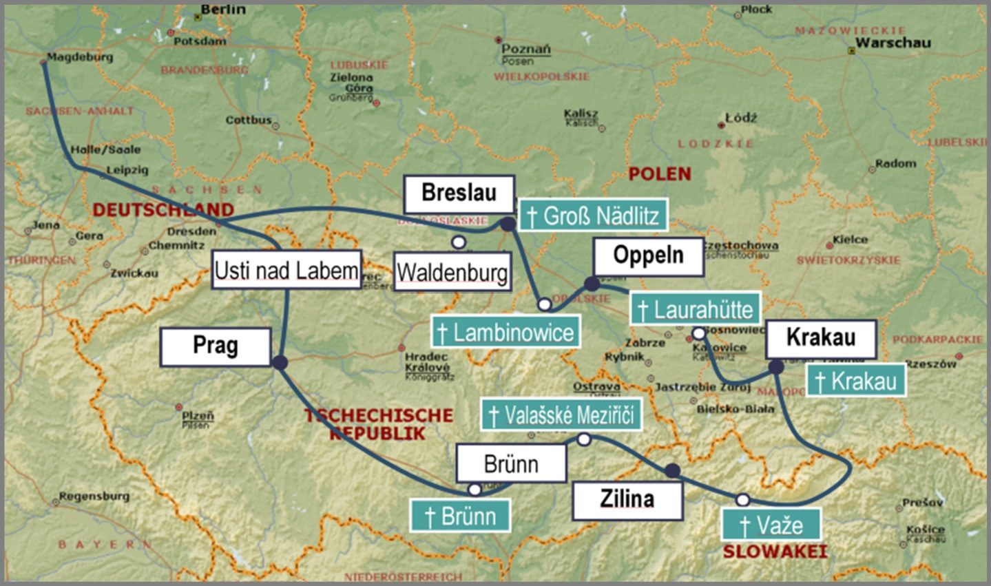 Reiseroute Tschechien, Slowakei, Polen